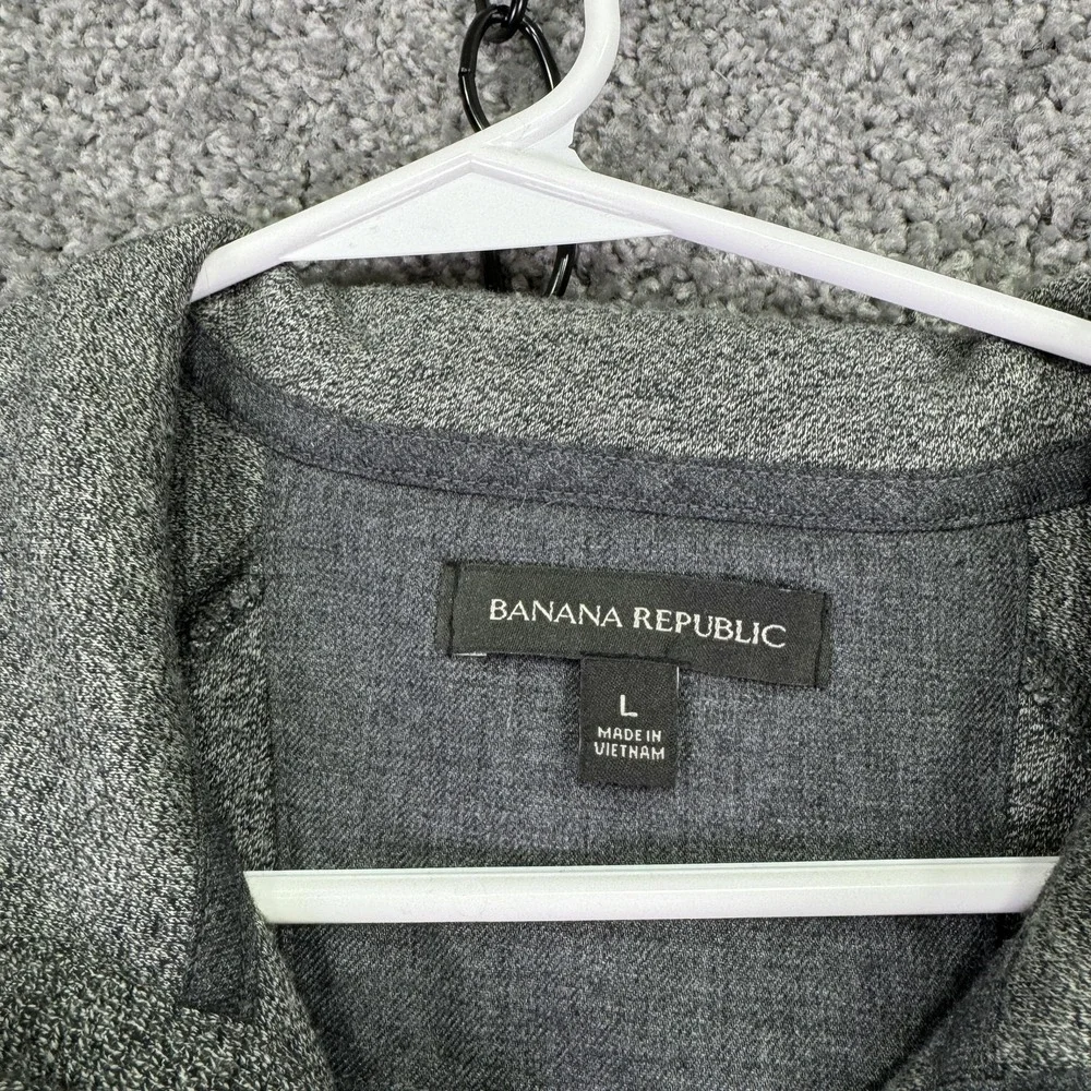 Banana Republic Sweatshirt Mens Large Gray Knit Henley Mock Neck Kangaroo Pocket